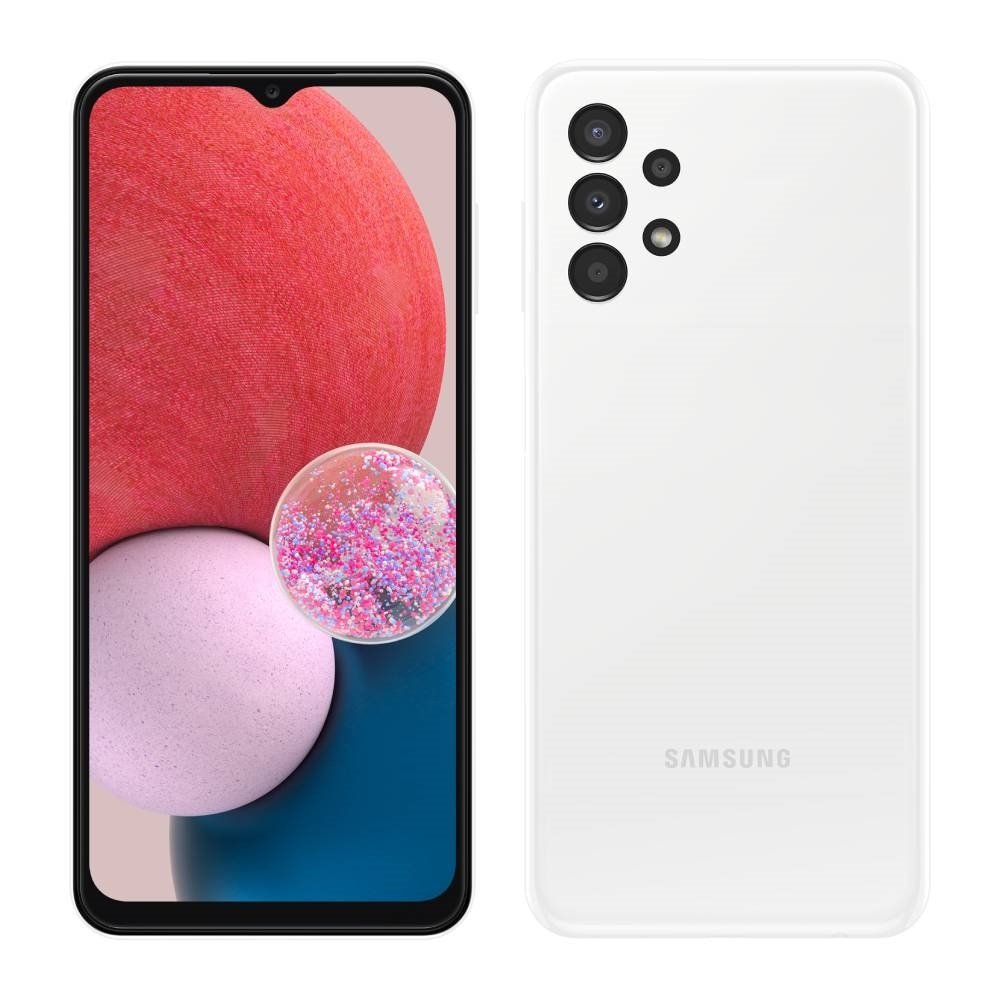 Smartphone Samsung Galaxy A13, Branco, Tela 6.6", 4G+Wi-Fi, And. 12, Câm. Tras. de 50+5+2+2MP, Frontal 8MP, 4GB RAM, 128GB