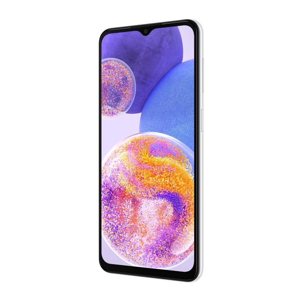 Smartphone Samsung Galaxy A23 Branco, Tela 6.6"- 4G+Wi-Fi+NFC, And. 12, Câm. Tras. em  50+5+2+2MP, Frontal 8MP, 4GB RAM, 128GB