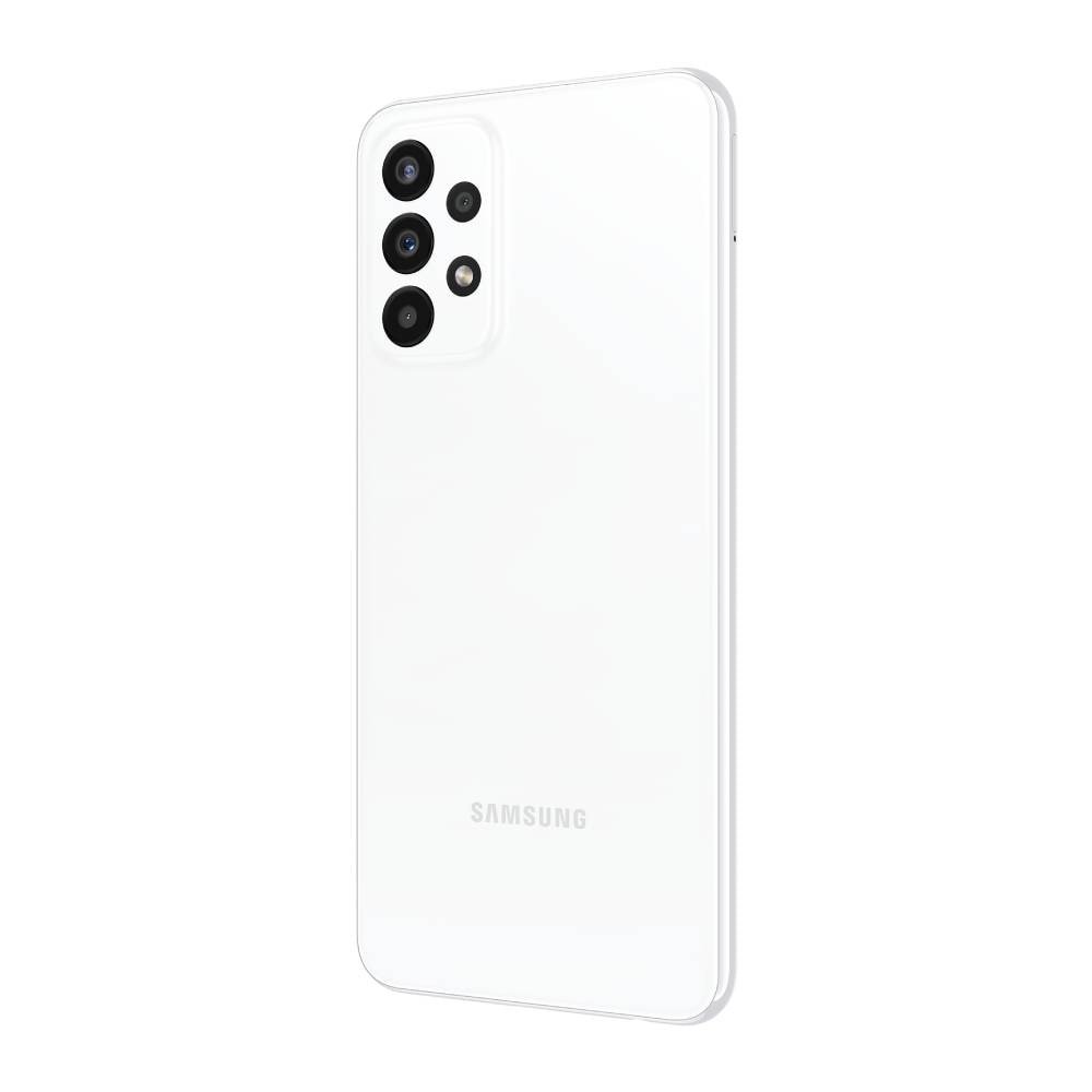 Smartphone Samsung Galaxy A23 Branco, Tela 6.6"- 4G+Wi-Fi+NFC, And. 12, Câm. Tras. em  50+5+2+2MP, Frontal 8MP, 4GB RAM, 128GB