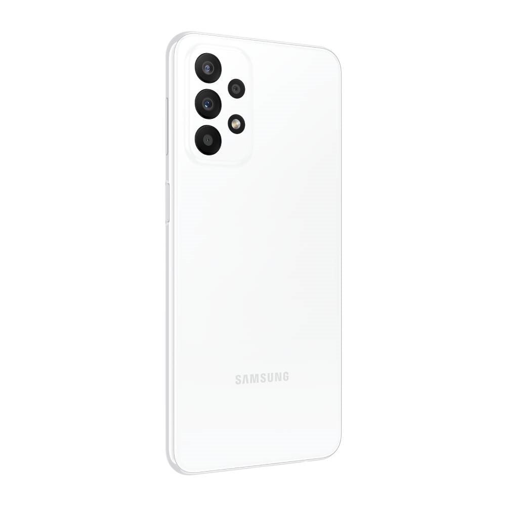 Smartphone Samsung Galaxy A23 Branco, Tela 6.6"- 4G+Wi-Fi+NFC, And. 12, Câm. Tras. em  50+5+2+2MP, Frontal 8MP, 4GB RAM, 128GB