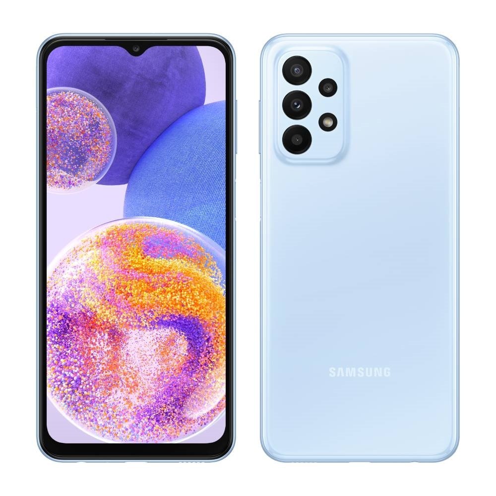 Smartphone Samsung Galaxy A23 Azul, Tela 6.6" - 4G+Wi-Fi+NFC, And. 12, Câm. Tras em 50+5+2+2MP, Frontal 8MP, 4GB RAM, 128GB