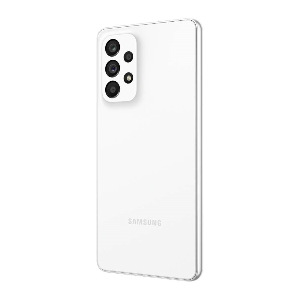 Smartphone Samsung Galaxy A53 Branco,Tela de 6.5"| 5G+Wi-Fi+NFC, And. 12, Câm. Tras. em  64+12+5+5MP, Frontal 32MP,8GB RAM,128G