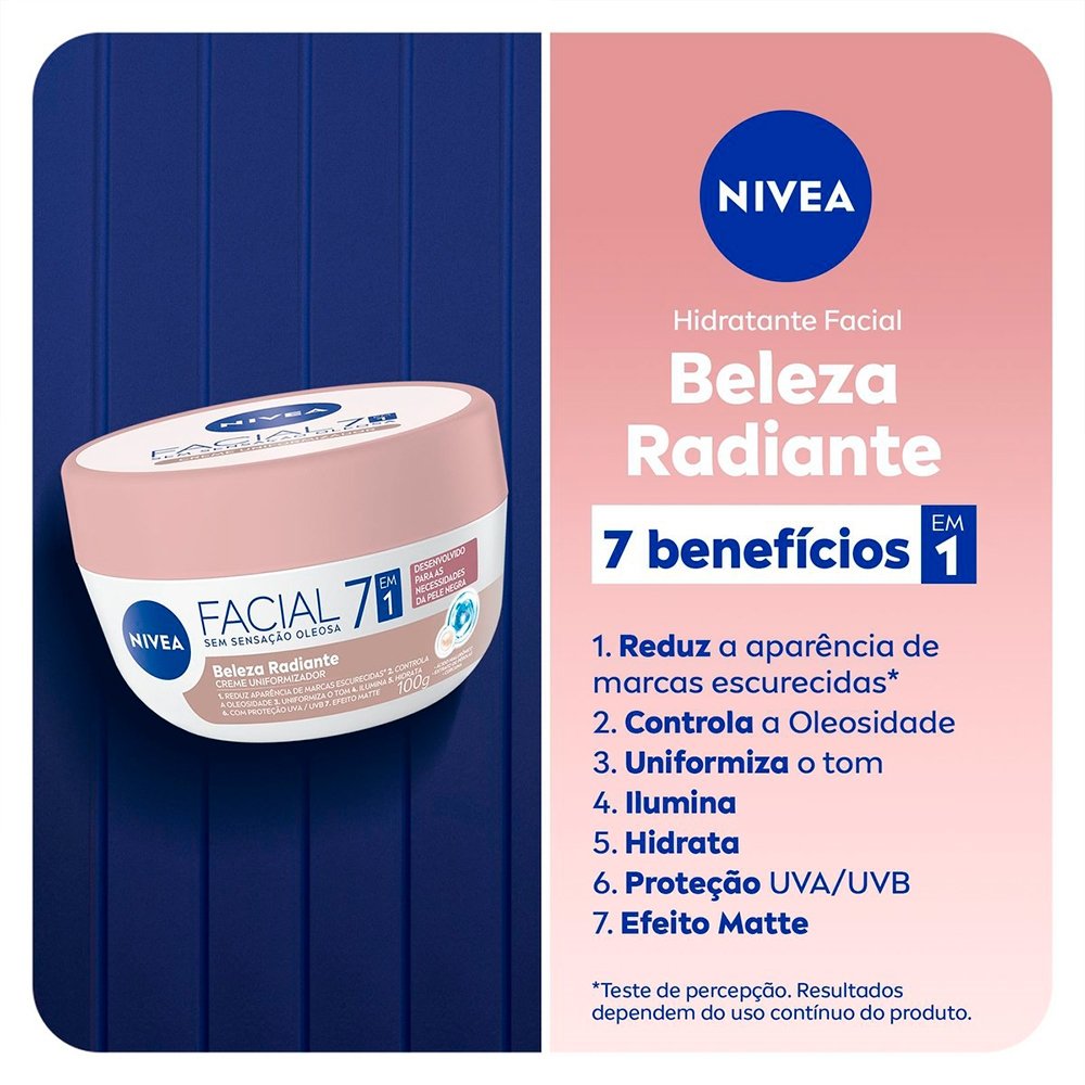 Creme Facial Nivea Pele Negra Beleza Hidratante Radiante 7 em 1 - 100g