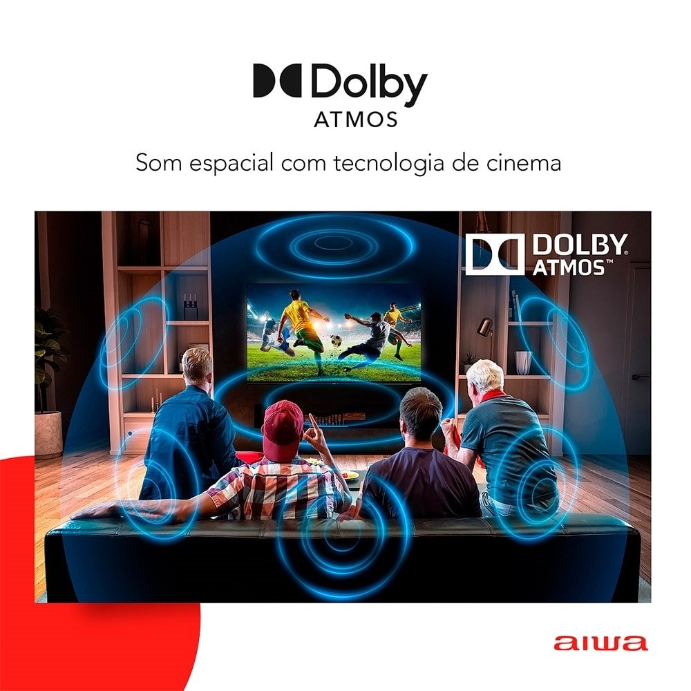Smart TV DLED 55" Aiwa AWS-55, 4K, Wi-Fi, 4 HDMI, 2 USB, Controle por Voz, 60Hz