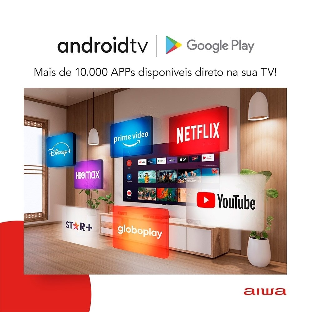 Smart TV DLED 55" Aiwa AWS-55, 4K, Wi-Fi, 4 HDMI, 2 USB, Controle por Voz, 60Hz