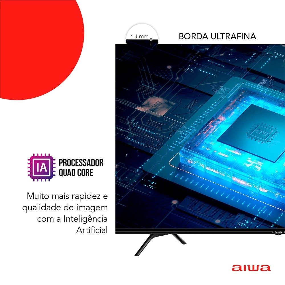 Smart TV DLED 55" Aiwa AWS-55, 4K, Wi-Fi, 4 HDMI, 2 USB, Controle por Voz, 60Hz