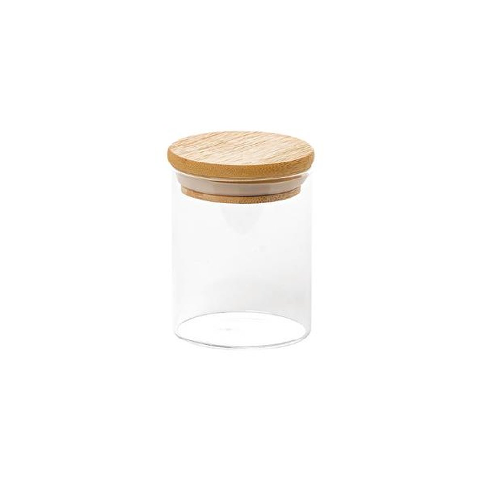 Pote de Vidro Porta Mantimentos Hermético com Tampa de Bambu 250ml - Plasvale