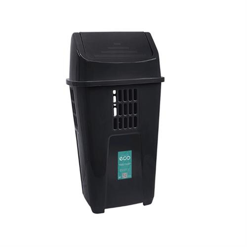 Lixeira Basculante 50 Litros Plasvale Eco - Preto