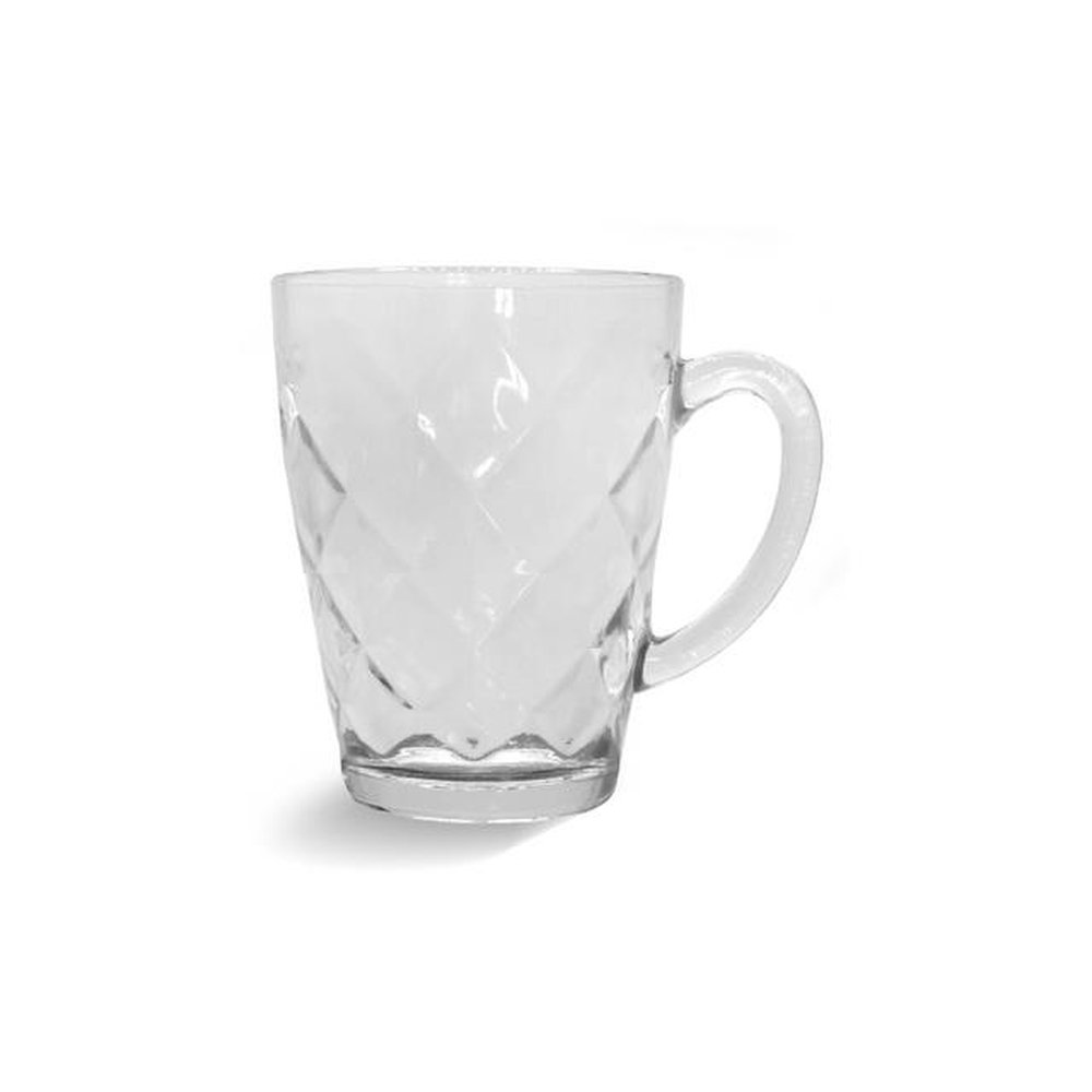 Caneca Textura Diamante 200ml Linha Glass Plasvale