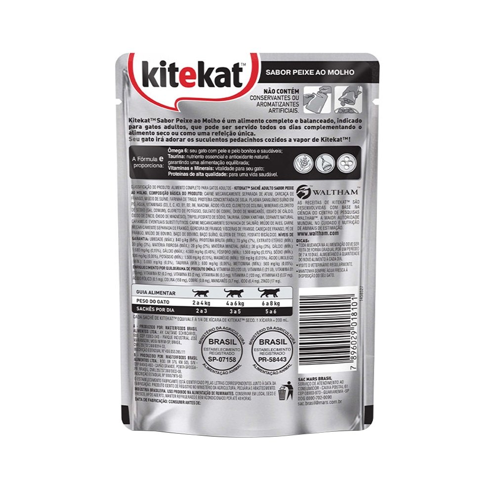 Ração Kitekat Peixe Adulto 70g - Embalagem com 24 Unidades
