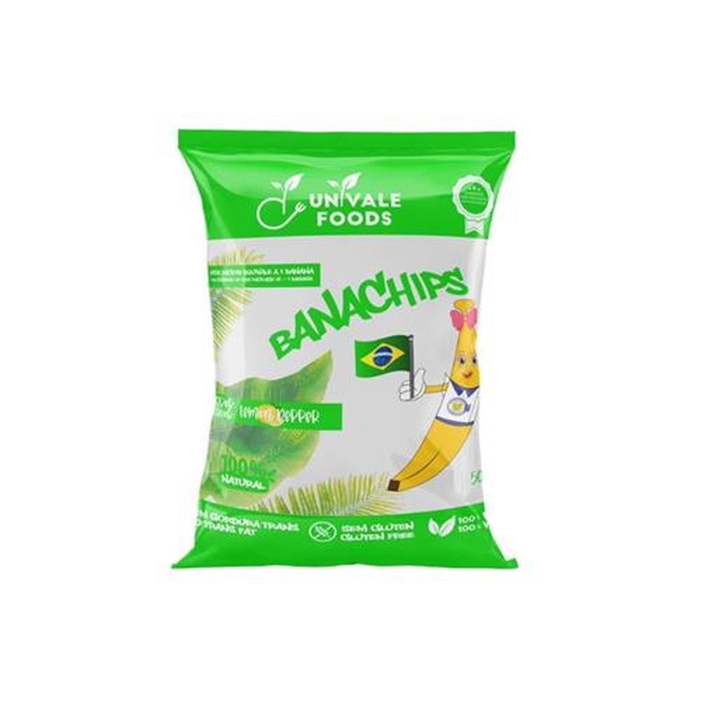 Chips de Banana - Banachips Lemon Pepper 50g, Caixa com 50 Unidades - UnivaleFoods