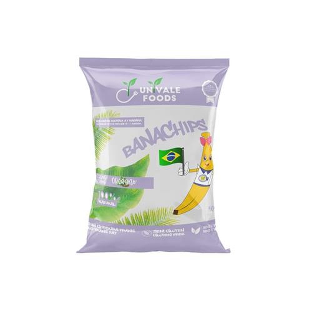 Chips de Banana - Banachips Orégano 50g, Caixa com 100 Unidades - UnivaleFoods