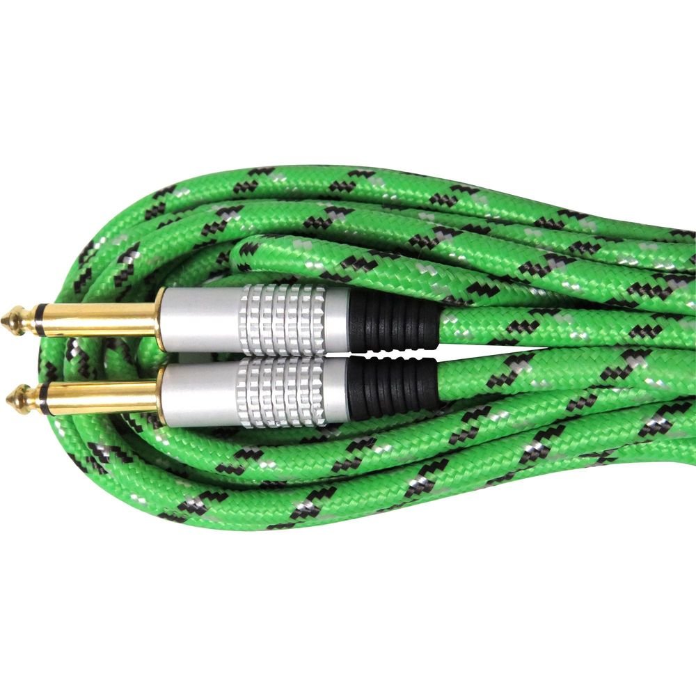 Cabo Guitarra P10 x P10 5m Cbgu0004 Verde Têxtil Storm