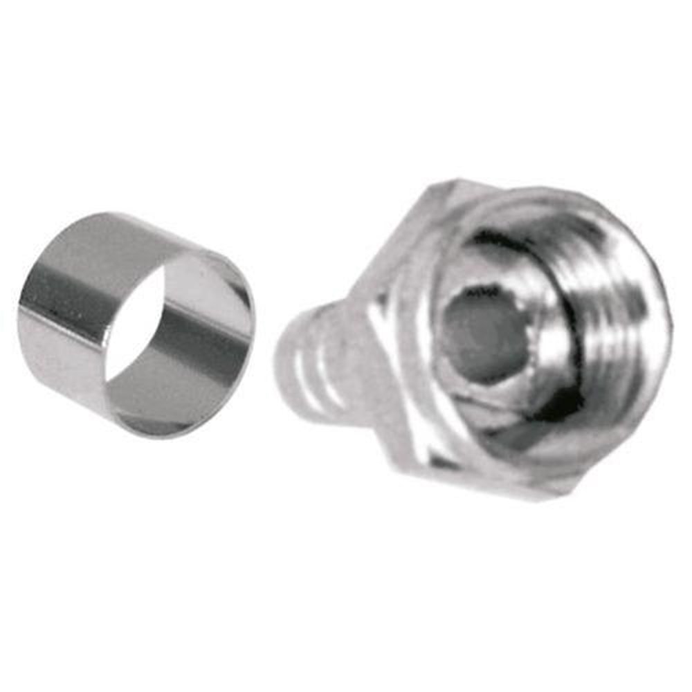 Conector F para Cabo Rgc06 com Anel Crimpar Genérico - Pacote com 100 Unidades