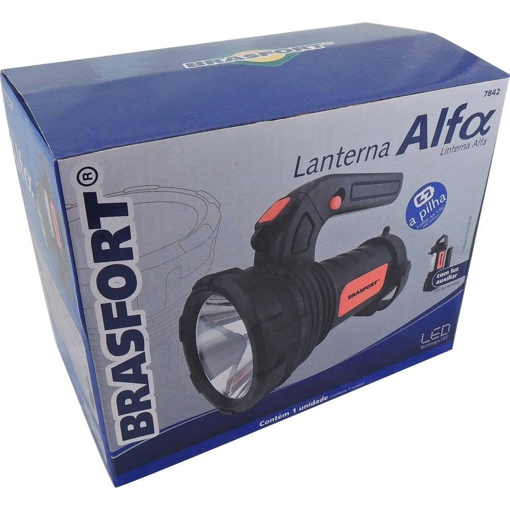Lanterna Led Alfa Preta Brasfort