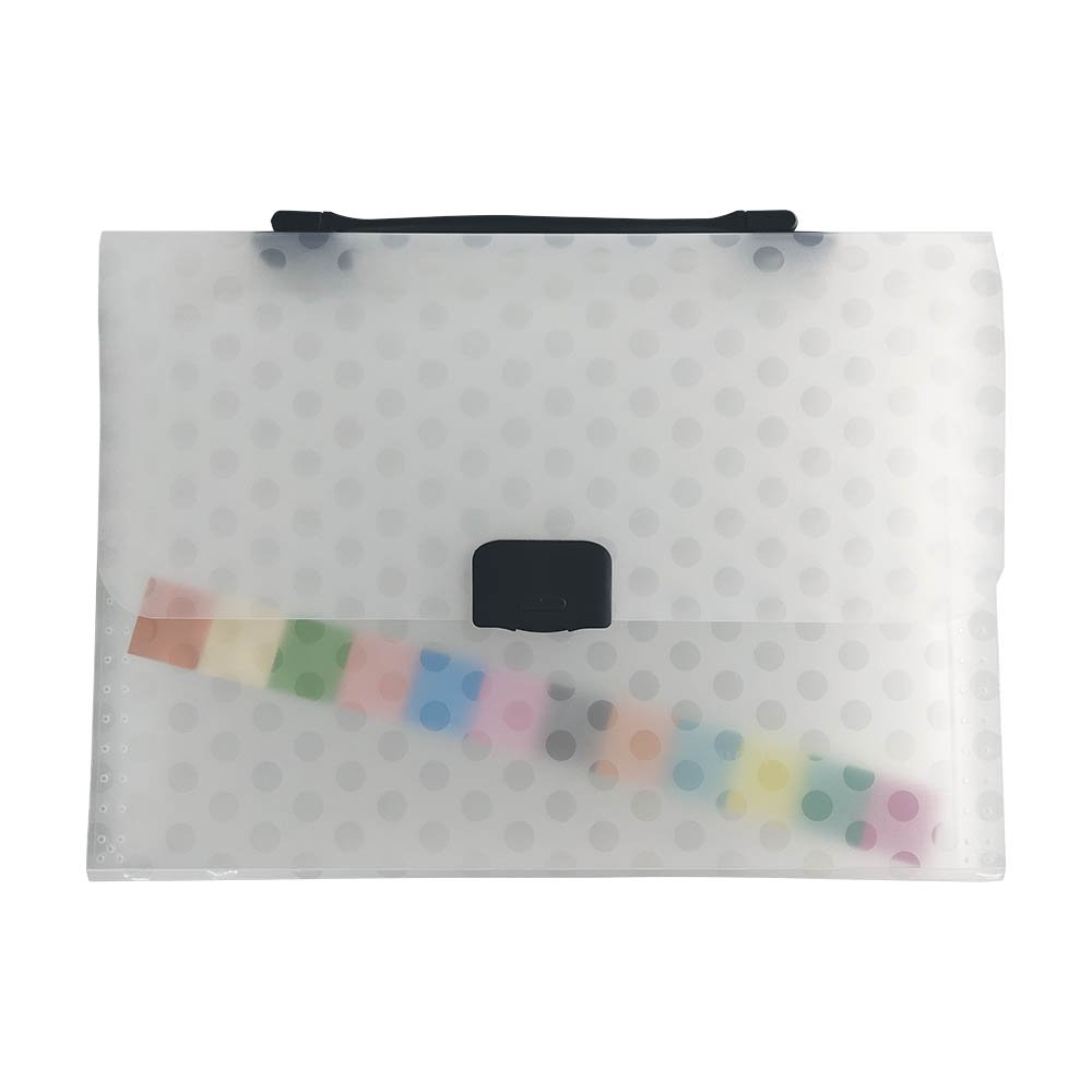 Maleta Plástica Sanfonada A4 13 Divisórias Fecho Botão Cristal Keep - EI045