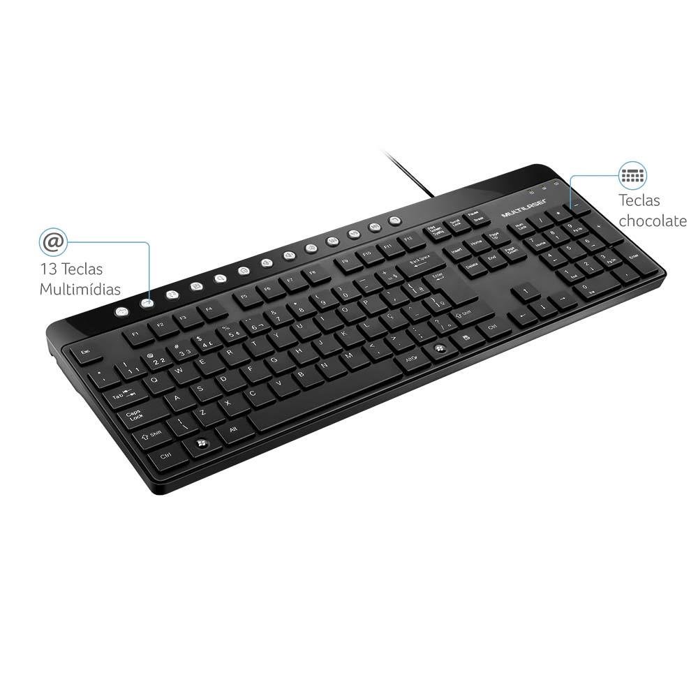 Teclado Multilaser Usb Multimídia Chocolate Usb - TC143