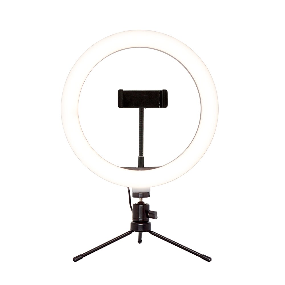 Suporte tipo Ring Light Livestream 10 Pol. com Tripe Ajustavel USB - AC370