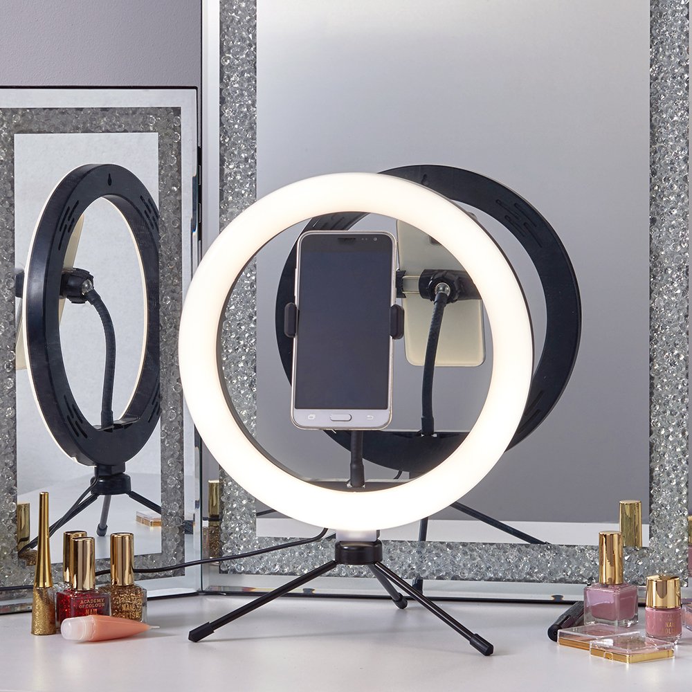 Suporte tipo Ring Light Livestream 10 Pol. com Tripe Ajustavel USB - AC370