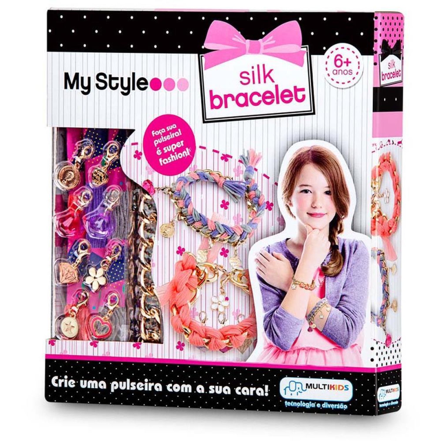 Pulseiras My Style de Seda com Acessorios para Personalizar Indicado para +6 Anos Multikids - BR099