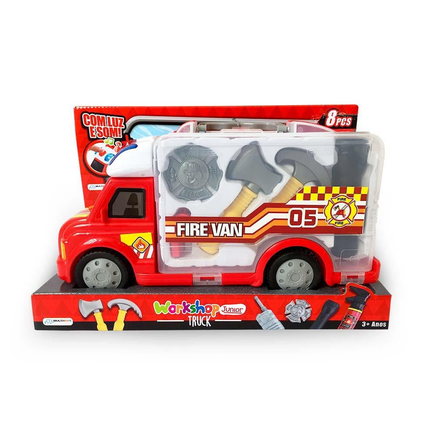 Caminhão de Bombeiro Workshop Junior Truck +3 Anos Vermelho Multikids - BR898
