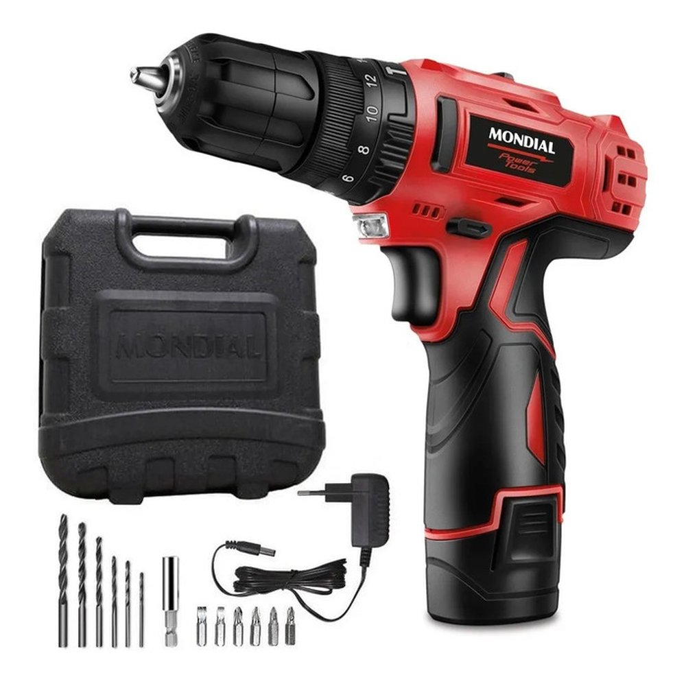 Parafusadeira E Furadeira Com Impacto 12v 2 Velocidades Led+Maleta - HO099