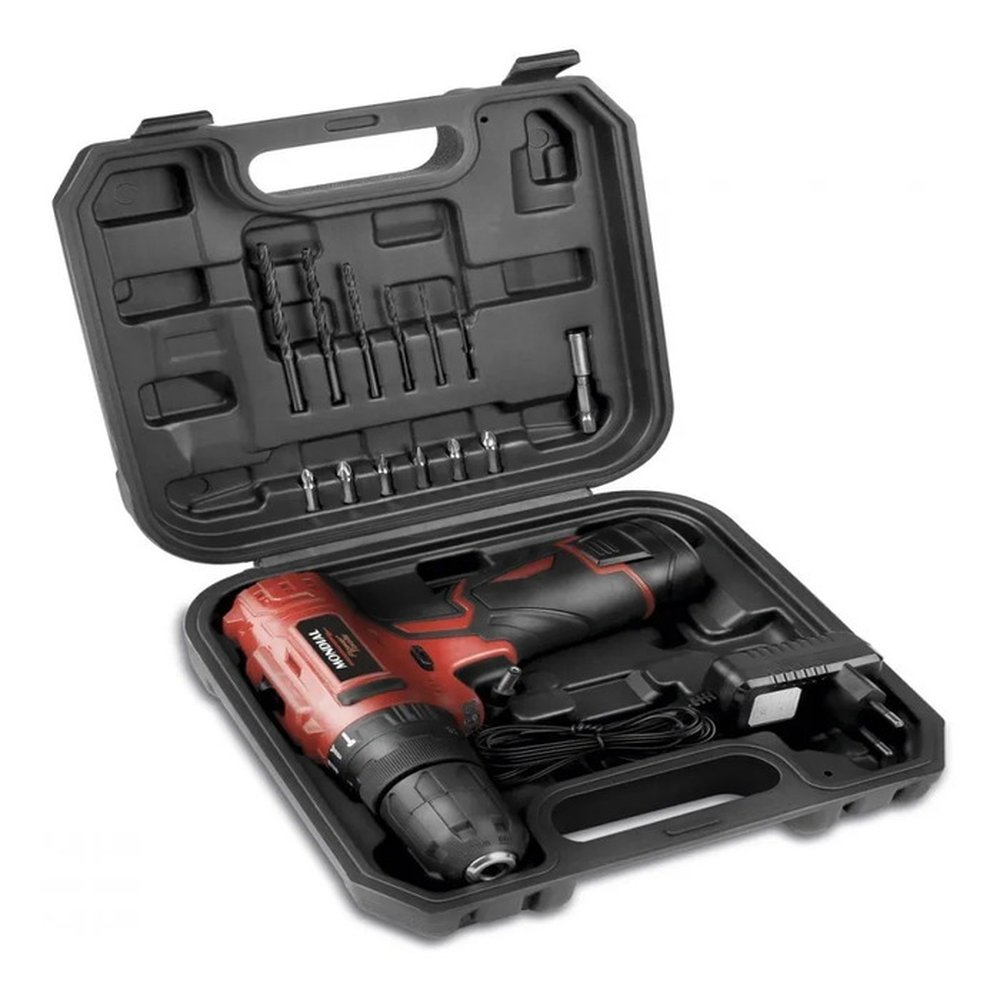 Parafusadeira E Furadeira Com Impacto 12v 2 Velocidades Led+Maleta - HO099