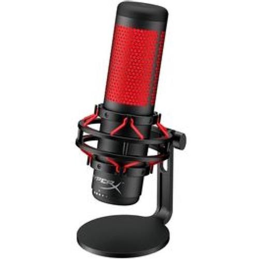 Microfone Gamer HyperX QuadCast, Antivibração, LED, Preto e Vermelho - HX-MICQC-BK
