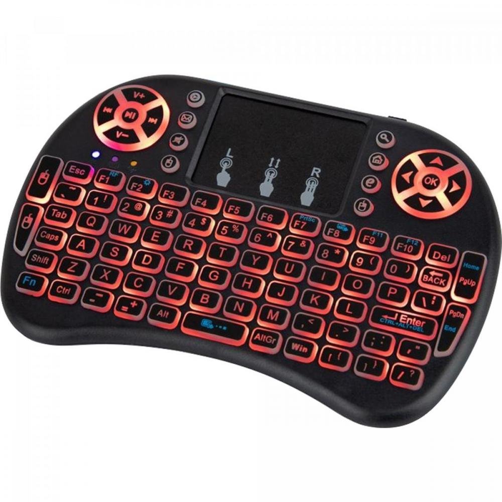 Mini Teclado com Touchpad Wireless Bk-Bti8 Led Exbom