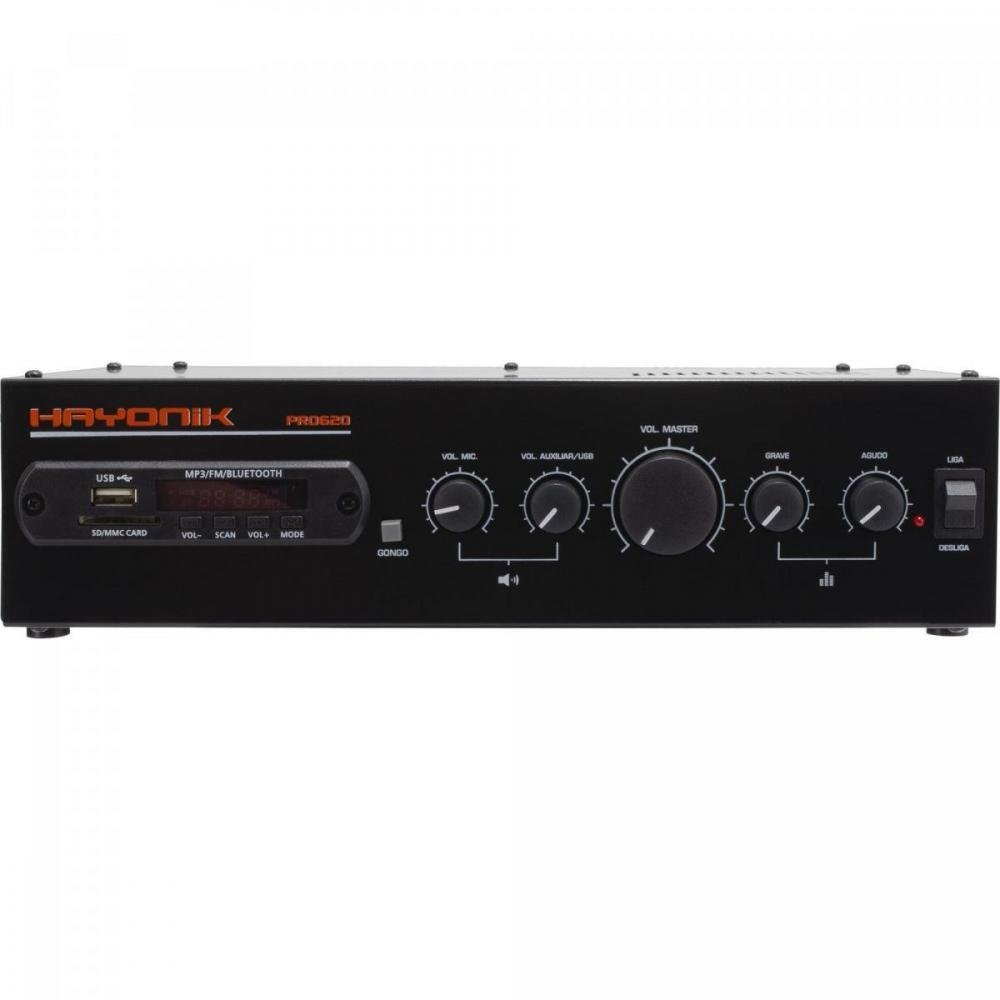 Amplificador 100W RMS com Gongo Eletrônico PRO620 HAYONIK