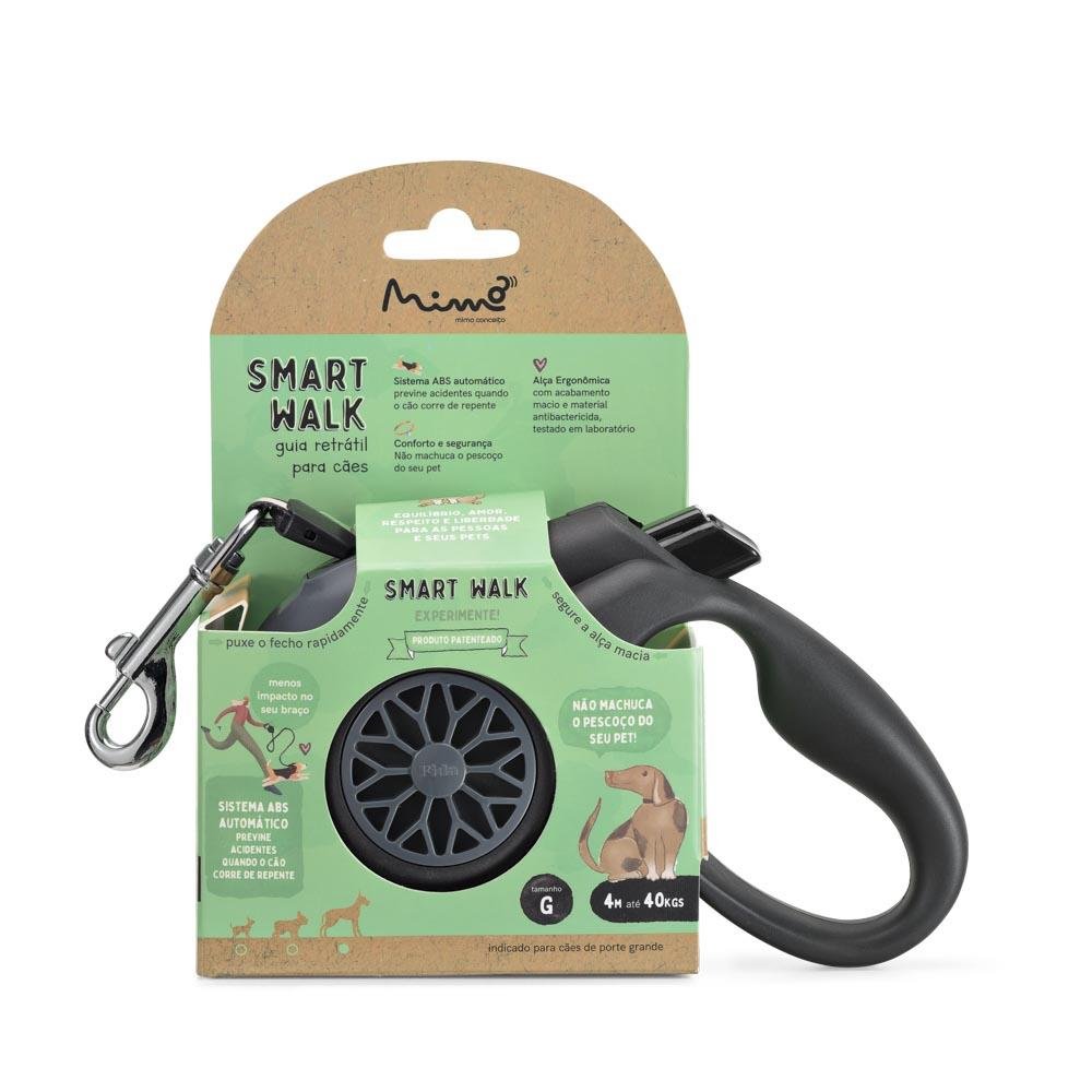 Guia Retratil Mimo Conceito Smart Walk Sistema Abs Emborrachada Fita 4 Metros Ate 40kgs G - Preto Mimo - PP039