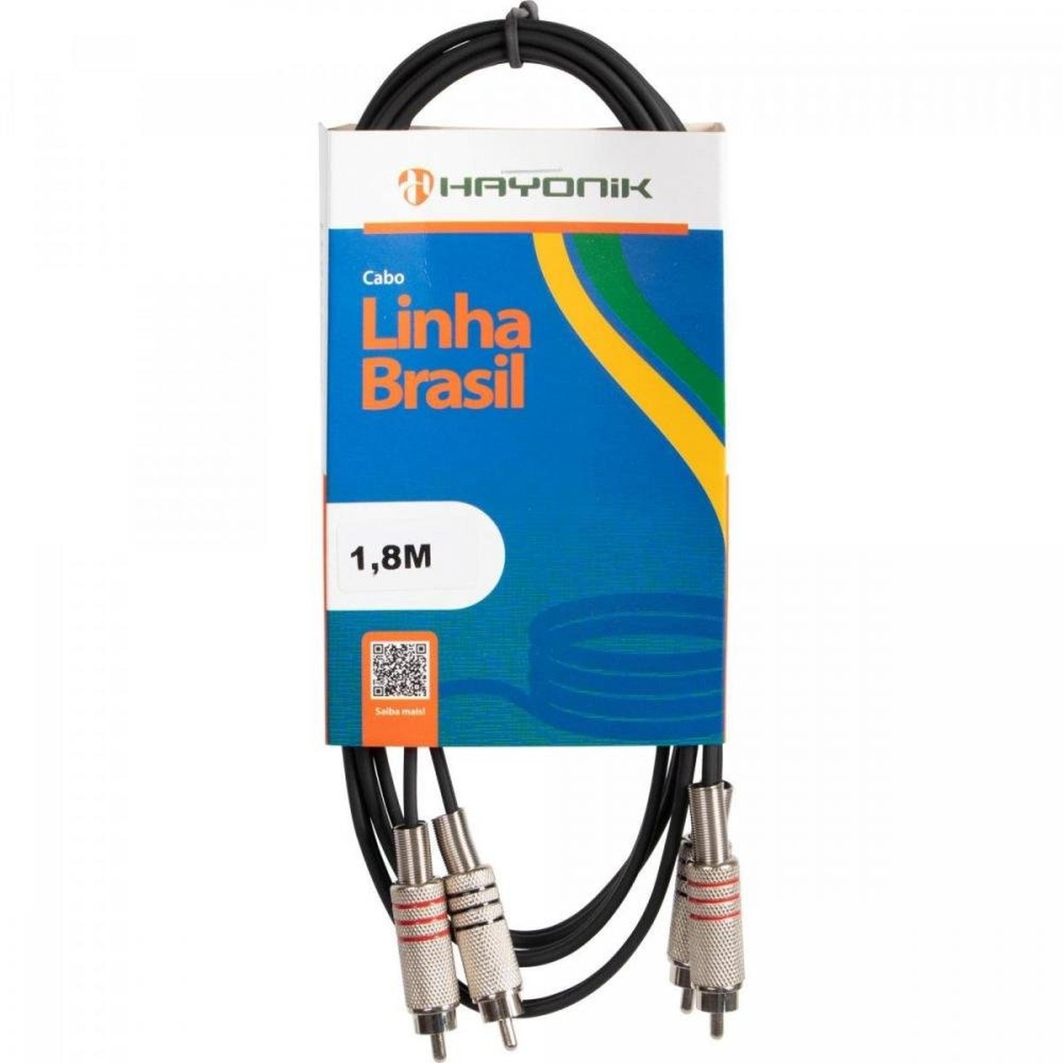 Cabo de Áudio Linha BRASIL 2RCA2 1,8 Metros Preto HAYONIK
