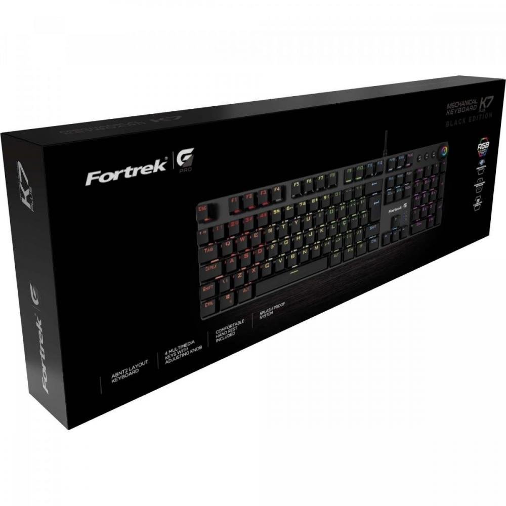Teclado Gamer Mecanico Fortrek K7 Plus Black Edition RGB