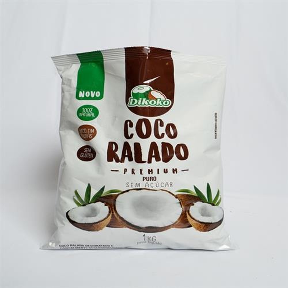 Coco Ralado Puro Fino 1kg - Embalagem contém 10 pacotes.