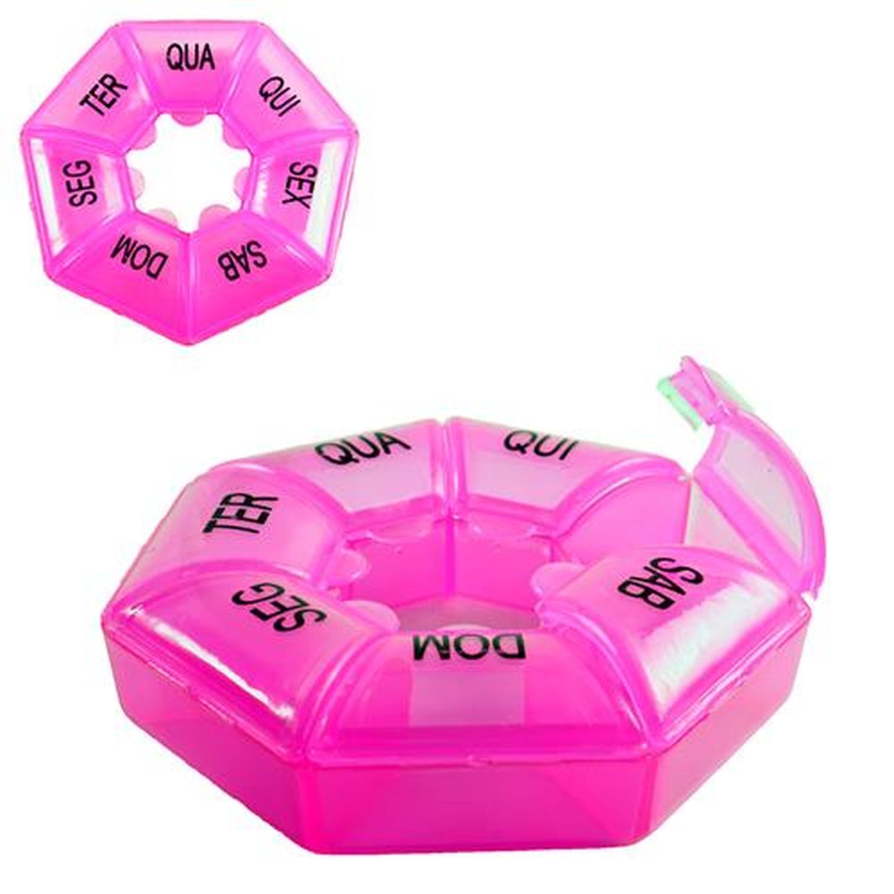 Porta Comprimido Heptagonal Plast Transp