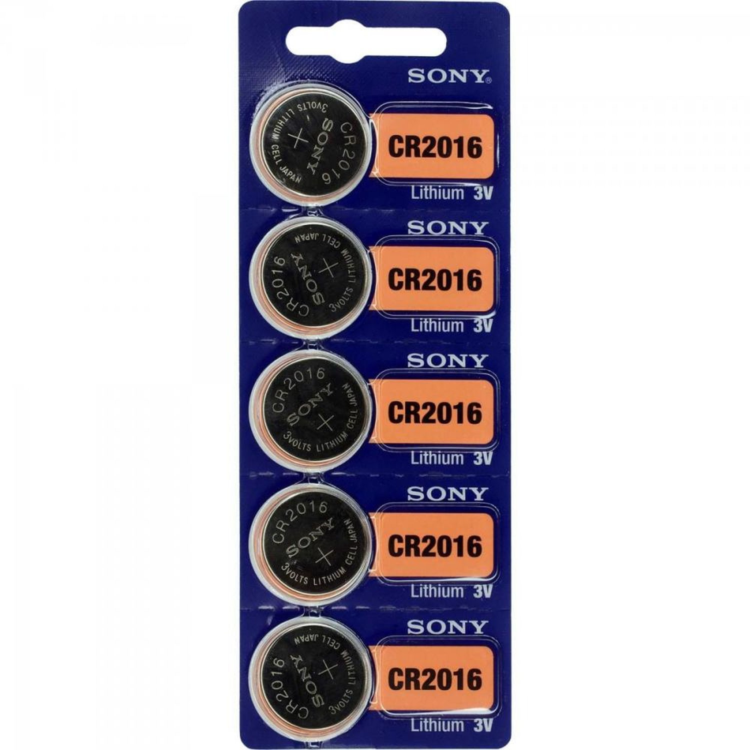 Pilha Botão 3V Lítio CR2016 Sony - Cartela com 5 pilhas
