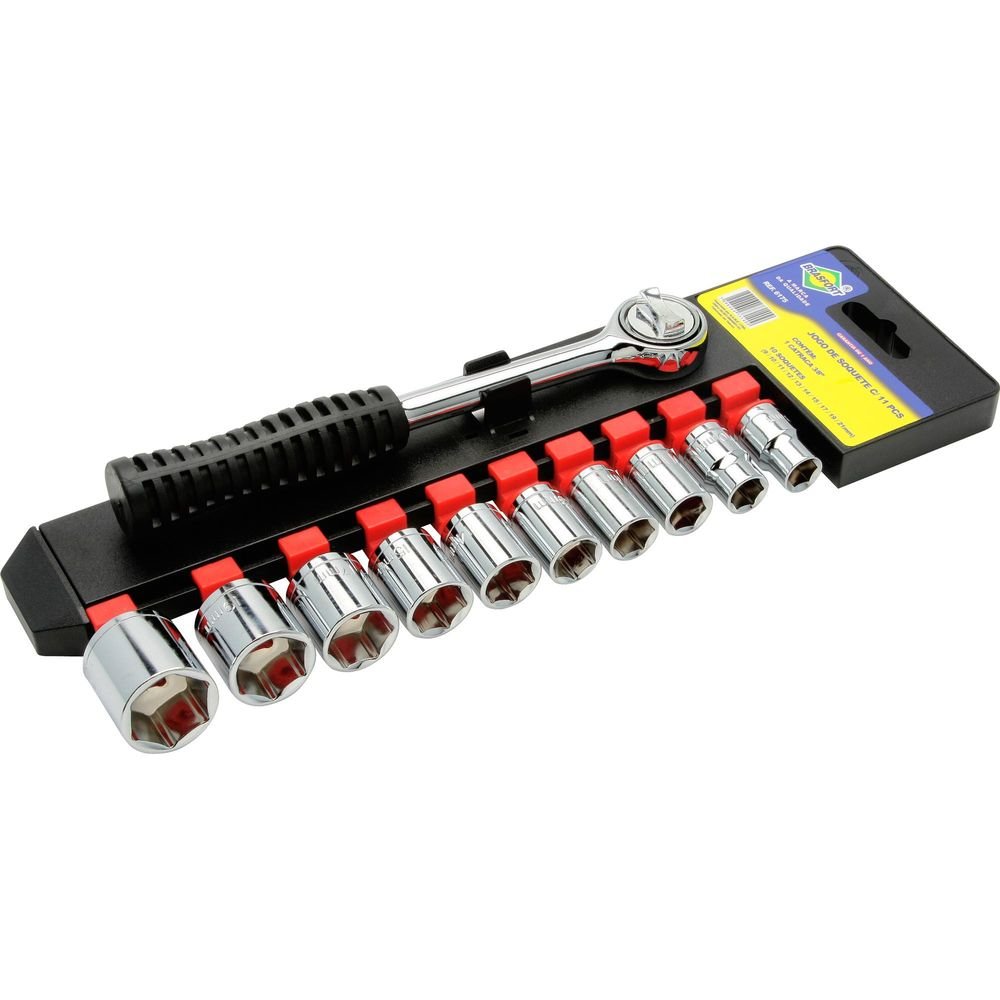 Jogo Soquete 11 Peças com Catraca Brasfort