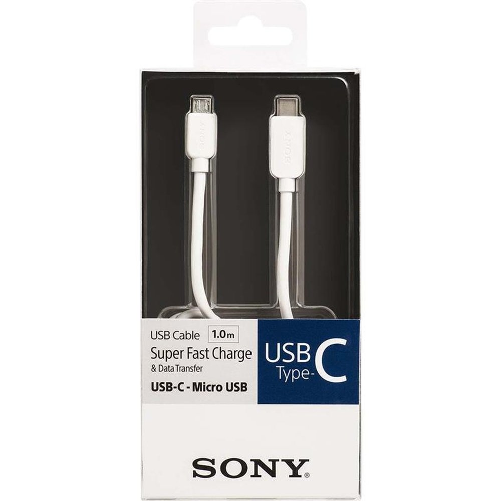 Cabo de Transferência e Carregamento USB Tipo C Micro USB CP-CB100 1m Branco SONY Un.Venda: PC/1