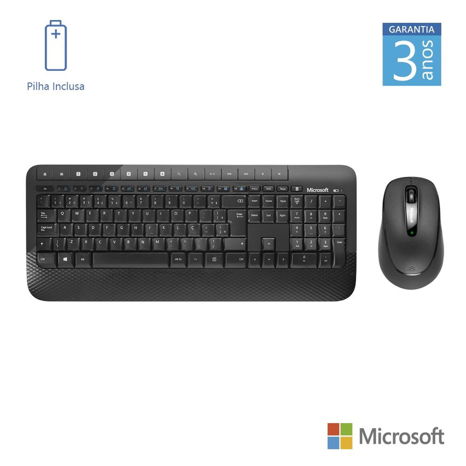Teclado E Mouse Sem Fio Desktop 2000 Usb Preto Microsoft - M7J00021