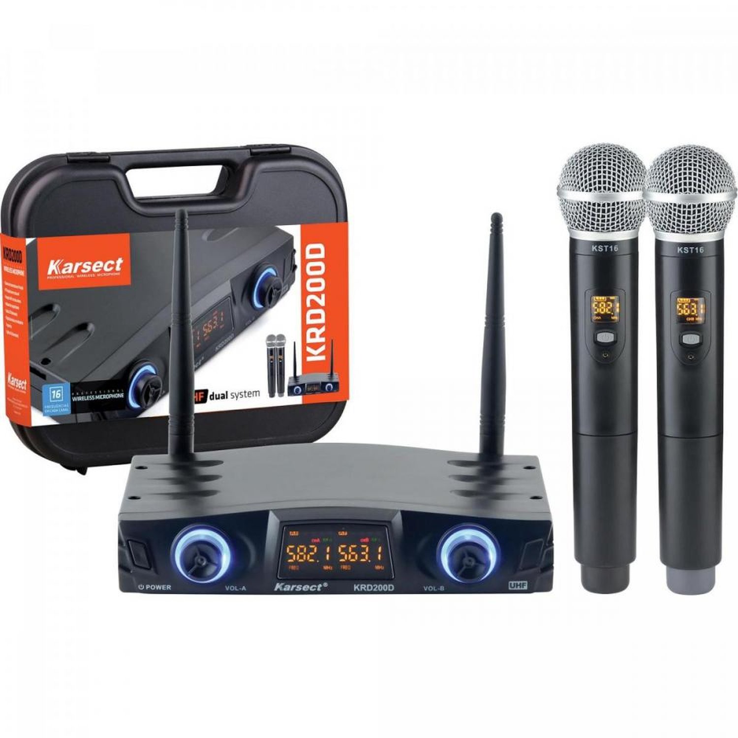 Microfone de Mão Duplo sem Fio Krd200dm Karsect