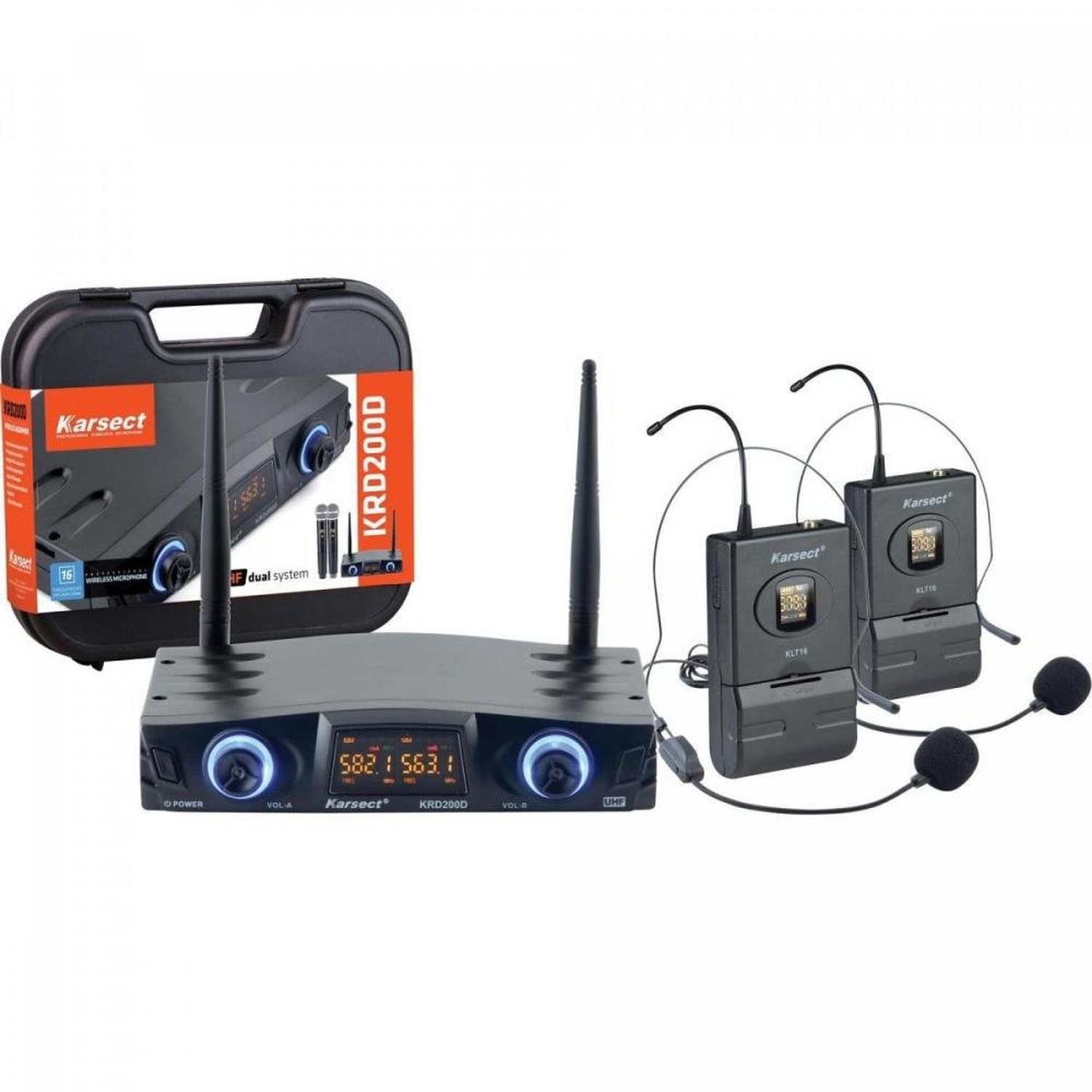 Microfone Headset sem Fio Duplo Krd200dh Karsect
