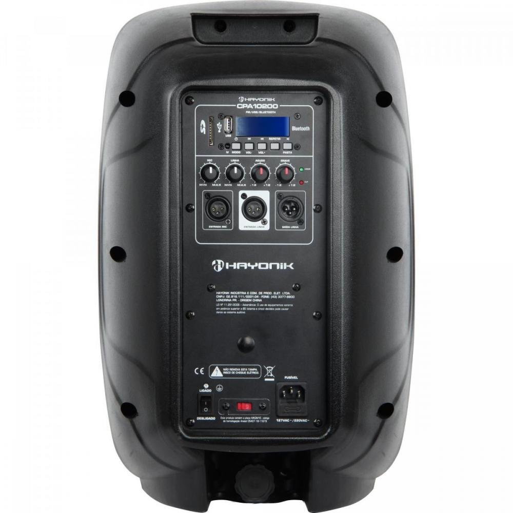 Caixa Acústica Ativa Bi-Amplificada Falante de 10" CPA 10200L 160W com Bluetooth Hayonik
