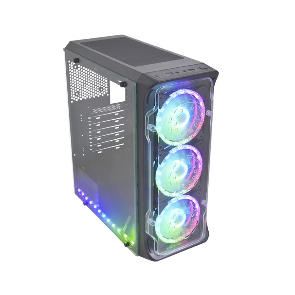 Gabinete Gamer K-Mex Skytrooper CG-01FF, Mid Tower, Sem Fonte, Com 3 Fans ARGB, Controle Remoto, Preto