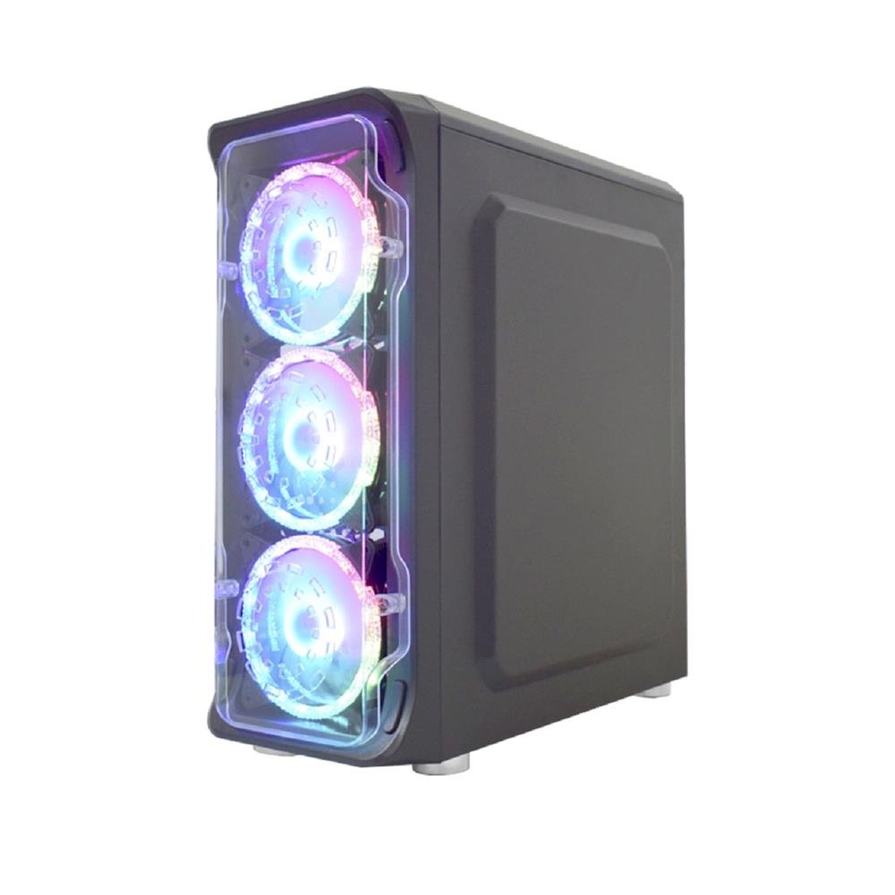 Gabinete Gamer K-Mex Skytrooper CG-01FF, Mid Tower, Sem Fonte, Com 3 Fans ARGB, Controle Remoto, Preto