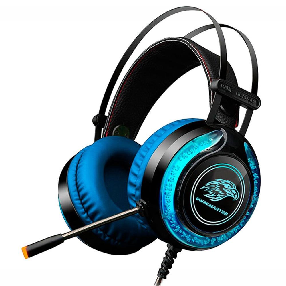 Headset Gamer K-mex Mic Ars930 Preto/azul Led Rgb