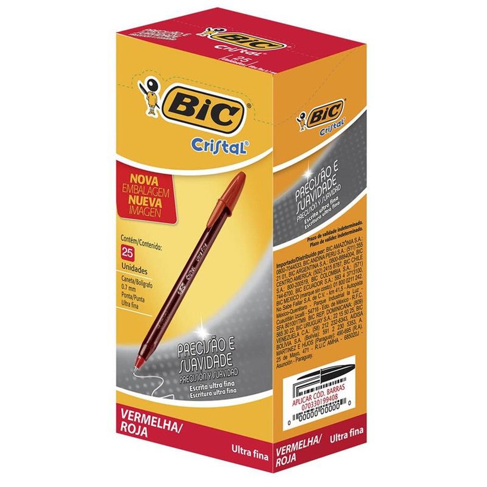 Caneta Esferografica Bic Cristal Ultra Fina 0.7mm Vermelha