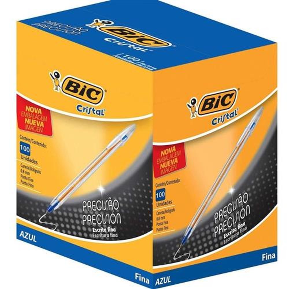 Caneta Esferografica Bic Cristal Fina 0.8mm Azul