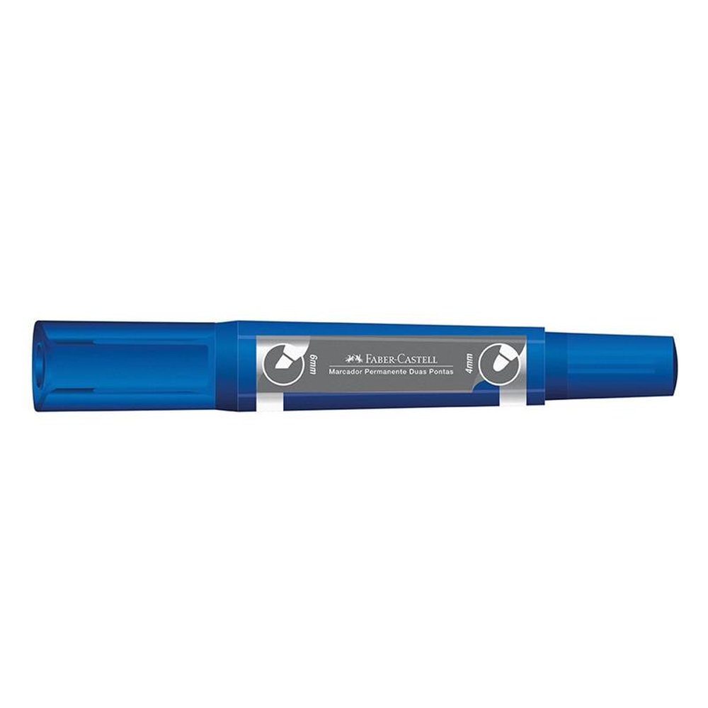 Marcador Permanente Faber-Castell Duas Pontas Azul