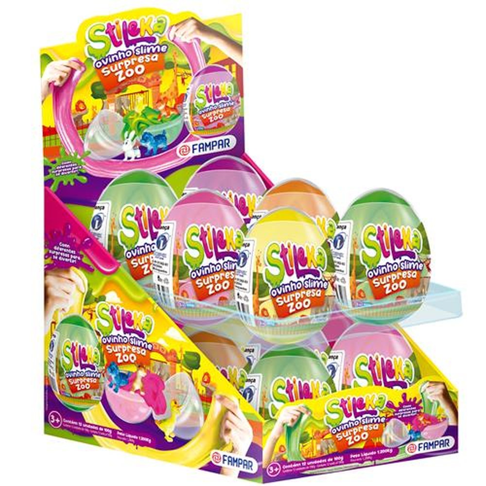 Ovo Stileka Com Surpresa Zoo Display Com 12 Unidades