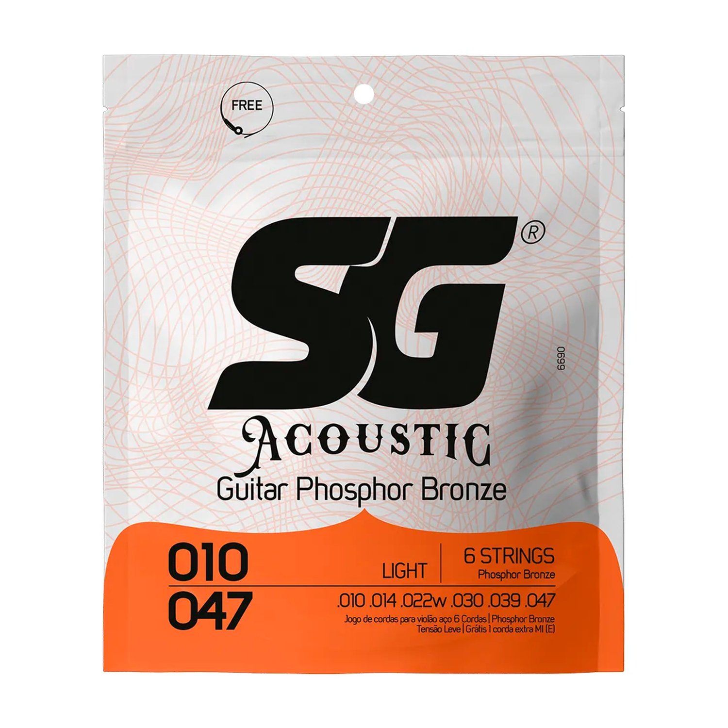 Encordoamento P/Violão Fósforo Bronze Sg 0.010 - 0.047